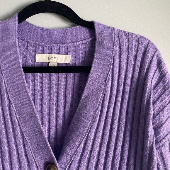 Loft Ribbed Purple Cardigan - Picture 3 of 8
